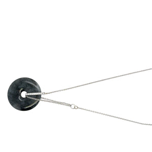 18Kt WG Diamond Burmese Black Jadeite Bi Necklace
