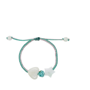Burmese Jadeite 'Self Love, Self Care and Lucky' Children's Silk Bracelet