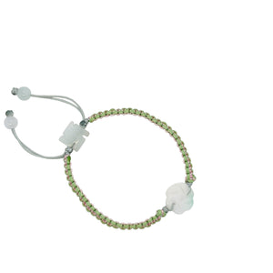 Burmese Jadeite Spirit Wheel and Buddha's Heart Children's Silk Bracelet