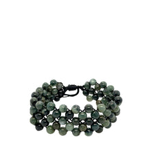 Burmese Black & Emerald Green Jadeite Silk Bracelet