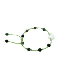 Burmese Jadeite 'Open to Love, Love, Love, Happiness' Silk Bracelet