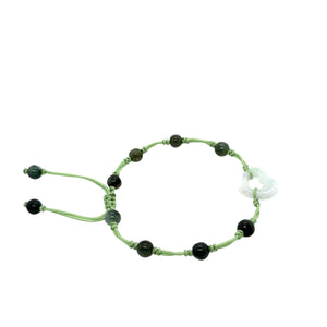 Burmese Jadeite 'Open to Love, Love, Love, Happiness' Silk Bracelet