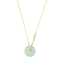 18Kt YG Diamond Burmese Icy Green Jadeite Bi Necklace