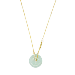 18Kt YG Diamond Burmese Icy Green Jadeite Bi Necklace
