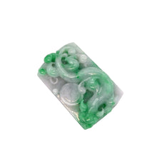 Burmese Apple Green Lavender Jadeite Water Dragon Storyboard Carving