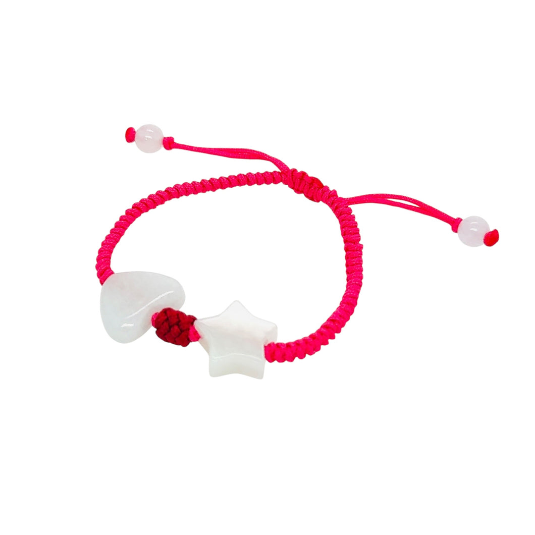 Burmese Jadeite 'Self Love, Self Care and Lucky' Children's Silk Bracelet