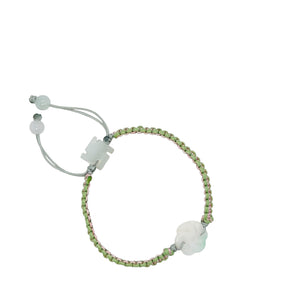 Burmese Jadeite Spirit Wheel and Buddha's Heart Children's Silk Bracelet