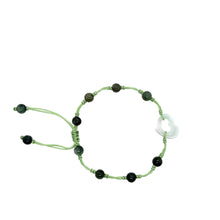 Burmese Jadeite 'Open to Love, Love, Love, Happiness' Silk Bracelet