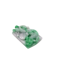 Burmese Apple Green Lavender Jadeite Water Dragon Storyboard Carving