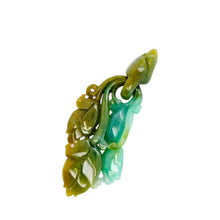 Burmese Green & Honey Jadeite Peach Blossom Garden Interlocking Pendant