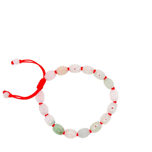 Burmese Jadeite Carved Storyboard of Ancient Coins Silk Bracelet