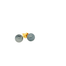 18kt YG Burmese Icy Gray Jadeite Studs