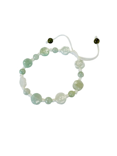Burmese Jadeite Plum Blossom Silk Bracelet