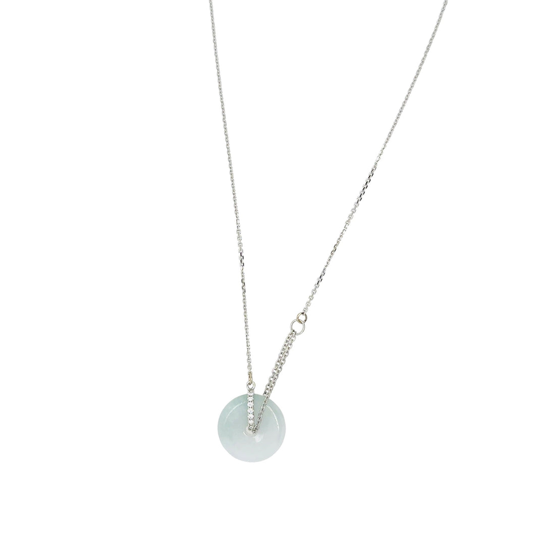 18Kt WG Diamond Burmese Icy Blue Jadeite Bi Necklace