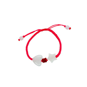Burmese Jadeite 'Self Love, Self Care and Lucky' Children's Silk Bracelet