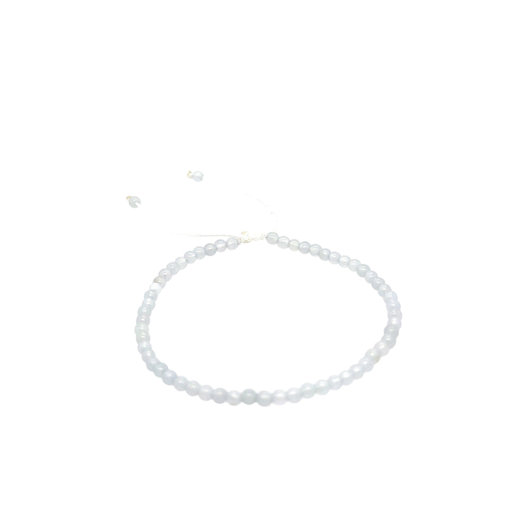 LIMITED ~ 3mm Burmese Icy White Jadeite Silk Bracelet