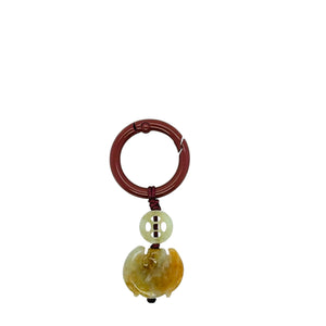 Burmese Jadeite Coin & Bat Keyring Charm