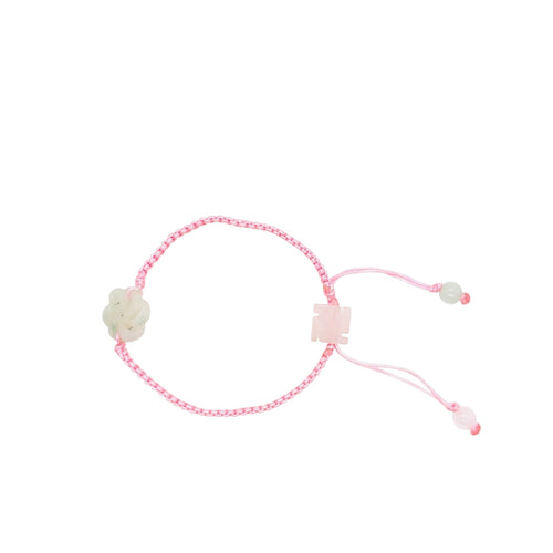 Burmese Jadeite Spirit Wheel and Buddha's Heart Children's Silk Bracelet