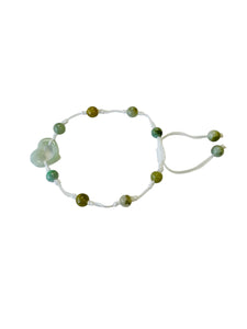 Burmese Jadeite 'Open to Love, Love, Love, Happiness' Silk Bracelet