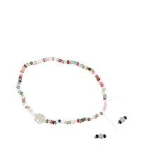 3mm Watermelon Tourmaline & Burmese Jadeite Baqua Anklet