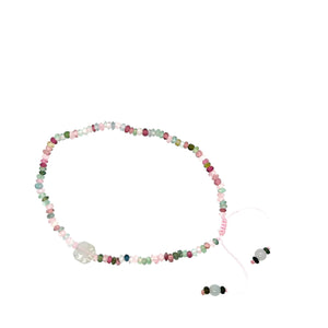 3mm Watermelon Tourmaline & Burmese Jadeite Baqua Anklet