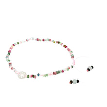 3mm Watermelon Tourmaline & Burmese Jadeite Baqua Anklet