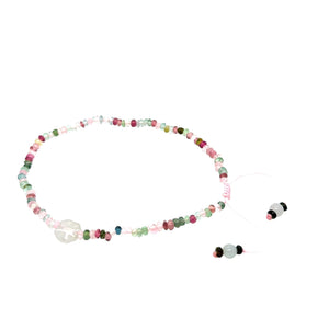 3mm Watermelon Tourmaline & Burmese Jadeite Baqua Anklet