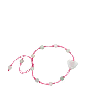 Burmese Jadeite 'Self Love, Self Care, Happiness' Silk Bracelet