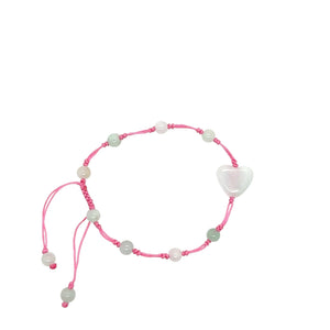 Burmese Jadeite 'Self Love, Self Care, Happiness' Silk Bracelet