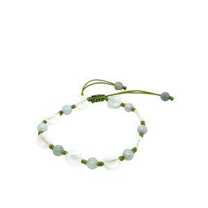 Burmese Jadeite Plum Blossom Silk Bracelet
