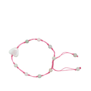 Burmese Jadeite 'Self Love, Self Care, Happiness' Silk Bracelet