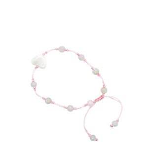 Burmese Jadeite 'Self Love, Self Care, Happiness' Silk Bracelet