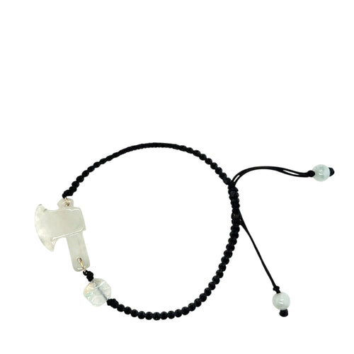 Burmese Jadeite Fire Ax & Baqua Silk Bracelet
