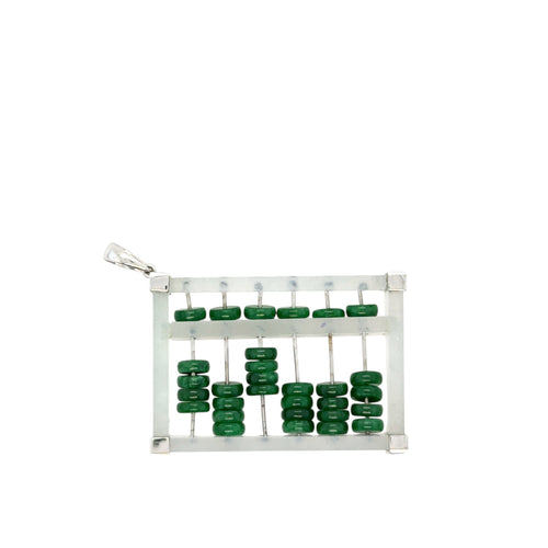 18kt WG Icy & Emerald Green Burmese Jadeite Abacus Pendant