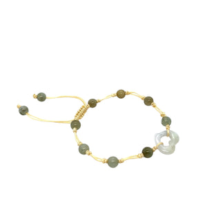 Burmese Jadeite 'Open to Love, Love, Love, Happiness' Silk Bracelet