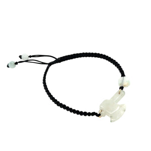 Burmese Jadeite Fire Ax & Baqua Silk Bracelet