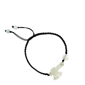 Burmese Jadeite Fire Ax & Baqua Silk Bracelet