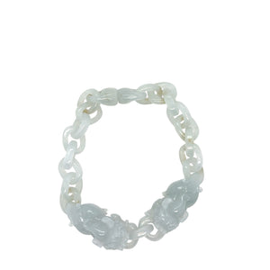 Burmese Icy Blue Honey Jadeite Pei Yao/Pixiu Interlocks Bracelet