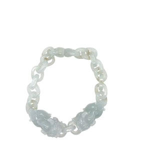 Burmese Icy Blue Honey Jadeite Pei Yao/Pixiu Interlocks Bracelet