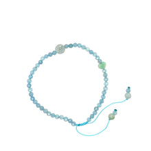 4mm Faceted Aquamarine Paired w/Burmese Jadeite Plum Blossom & Heart Anklet