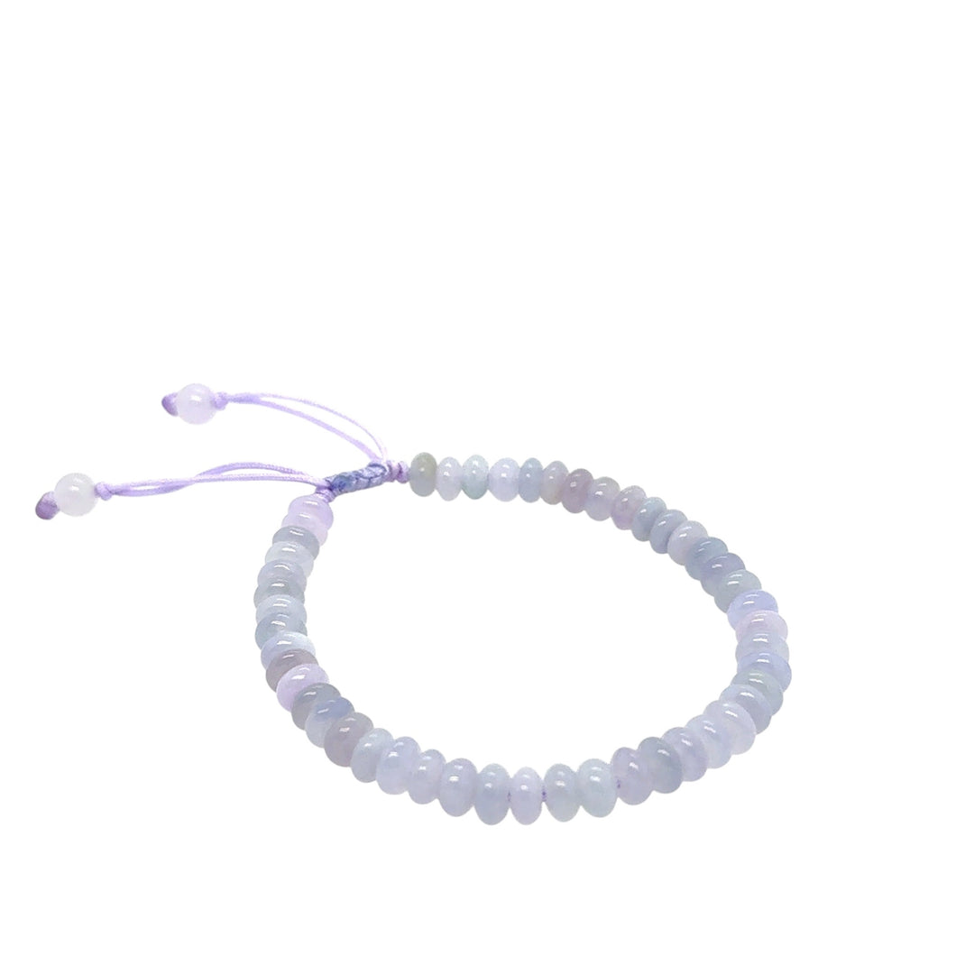 5mm Burmese Lavender Jadeite Abacus Silk Bracelet