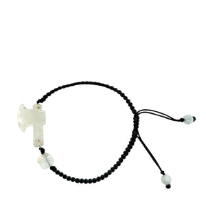 Burmese Jadeite Fire Ax & Baqua Silk Bracelet