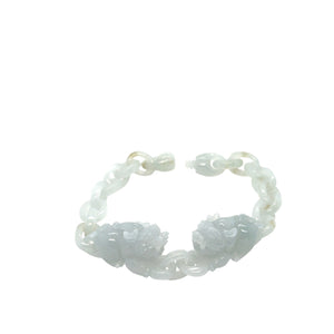 Burmese Icy Blue Honey Jadeite Pei Yao/Pixiu Interlocks Bracelet