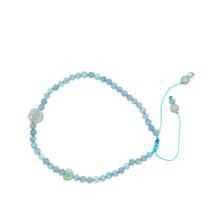 4mm Faceted Aquamarine Paired w/Burmese Jadeite Plum Blossom & Heart Anklet