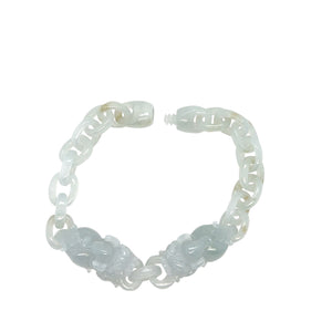Burmese Icy Blue Honey Jadeite Pei Yao/Pixiu Interlocks Bracelet