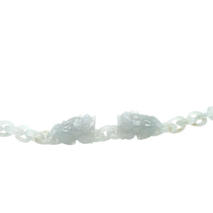 Burmese Icy Blue Honey Jadeite Pei Yao/Pixiu Interlocks Bracelet
