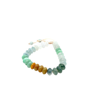 10mm Burmese Multi Colored Jadeite Abacus Silk Bracelet