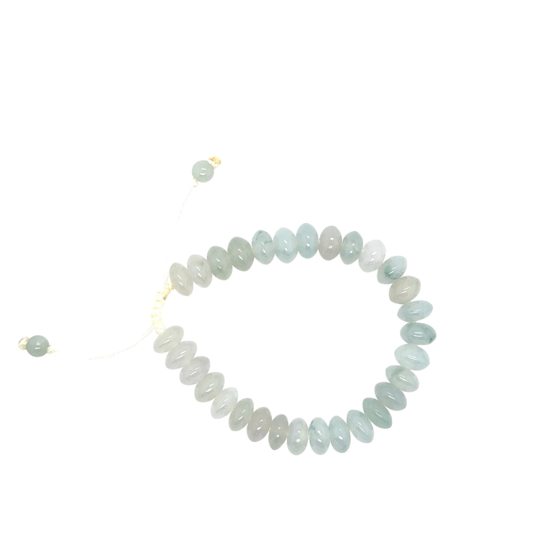 10mm Burmese Icy Blue Jadeite Abacus Silk Bracelet
