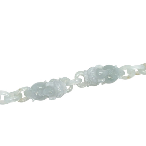 Burmese Icy Blue Honey Jadeite Pei Yao/Pixiu Interlocks Bracelet