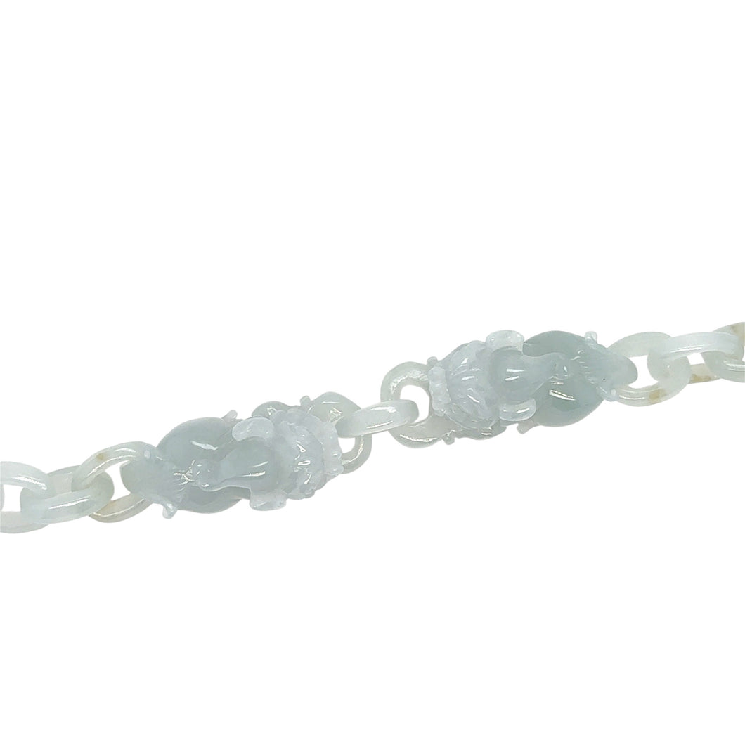 Burmese Icy Blue Honey Jadeite Pei Yao/Pixiu Interlocks Bracelet